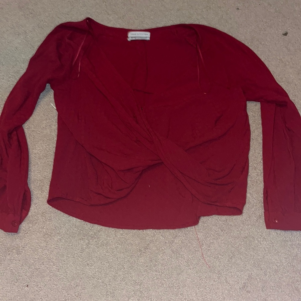 Red cropped cross cross cropped top